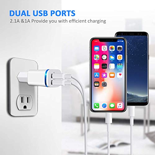 LUOATIP Cargador Phone, 4-Pack 2M Cable + Dos Enchufe USB 2.1A/5V Movil Adaptador Compatible con iPhone 11 XS XS MAX/XR/X 8/7/6/6S Plus 5S/SE/5C, Pad Air Mini Pro, Pod