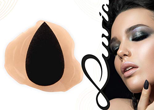 Luvia - Juego de 4 miniesponjas ovaladas de maquillaje Beauty Blender en color negro, esponja supersuave en 2 tamaños para una aplicación precisa y amplia de cosméticos