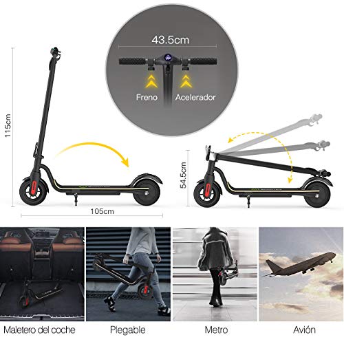 M MEGAWHEELS Patinete electrico S10-patinete electrico Adultos y niños, 7500 mAh, 25km/h.(Negro)