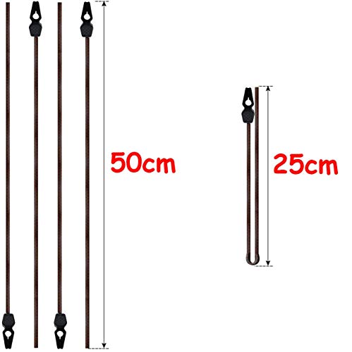 MAGMA Tensores Elasticos, Cuerdas Elastica Sujetar Lonas, Toldos, Señal V20, Portabicicletas Longitud Ajustable Acampadas Camping FastClip 50cm (Pack 4 Units)