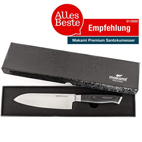 makami - Cuchillo de cocina Santoku, acero de Damasco japonés, VG-10