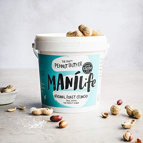 ManiLife Mantequilla de Cacahuete - Peanut Butter - Natural, de Origen único, sin Aditivos, sin Azúcar Añadida, sin Aceite de Palma - Crujiente Tostado Original - (1 x 1kg)