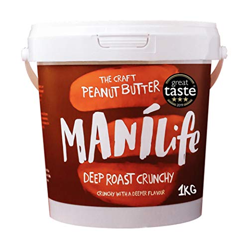 ManiLife Mantequilla de Cacahuete - Peanut Butter - Natural, de Origen único, sin Aditivos, sin Azúcar Añadida, sin Aceite de Palma - Crujiente Tostado Profundo - (1 x 1kg)