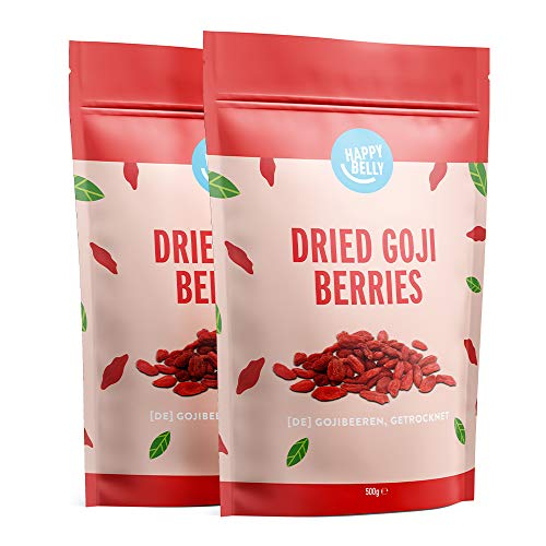 Marca Amazon - Happy Belly Bayas de goji deshidratadas, 2 x 500g