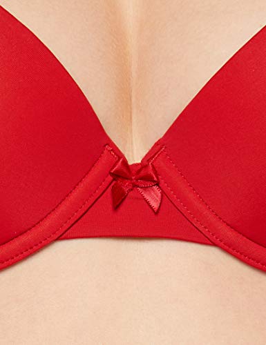 Marca Amazon - IRIS & LILLY Sujetador Push Up Mujer, Rojo (Scarlet Sage), 90A, Label: 34A