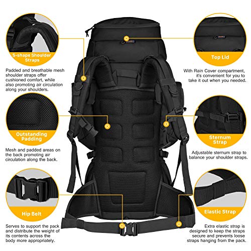 Mardingtop 50L/60L Mochila Táctica Militar Mochilas de Asalto MOLLE de Gran Capacidad Bolsa de Emergencia para Montañismo, Senderismo, Acampada, Caza y Actividad al Aire Libre (Nergo)