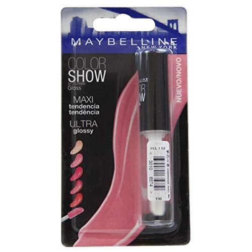 MAYBELLINE New York pintalabios 1, Color Show Gloss Lipstick 150 Crystal Clear Unisex Adulto, Negro, Único