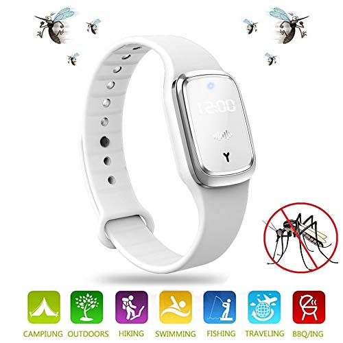 MENGZF Pulseras Repelentes de Mosquitos Ultrasonido Antimosquitos Reloj Electrónico Bandas Repelentes de Insectos Plagas con Carga USB/Impermeable/Portátil, Apto para Adultos y niños