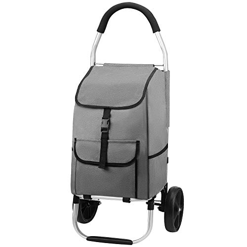 mfavour Carrito de Compras, Carro Compra Estable Carrito Compra Plegable Push/Pull (Gris)