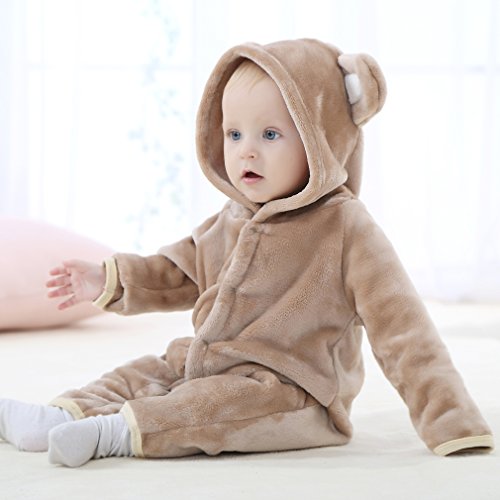 MICHLEY Bebés Ropa Oso Pelele de Niños Niñas del Otoño e Invierno Unisex Pijama Marrón-100cm