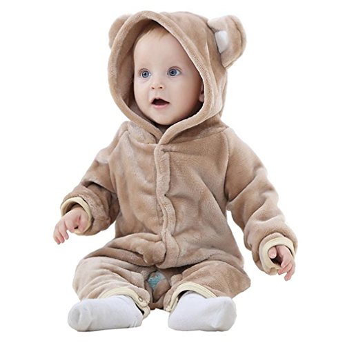 MICHLEY Bebés Ropa Oso Pelele de Niños Niñas del Otoño e Invierno Unisex Pijama Marrón-100cm