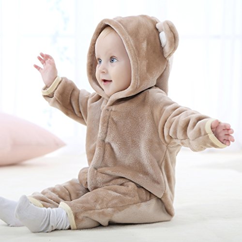 MICHLEY Bebés Ropa Oso Pelele de Niños Niñas del Otoño e Invierno Unisex Pijama Marrón-100cm