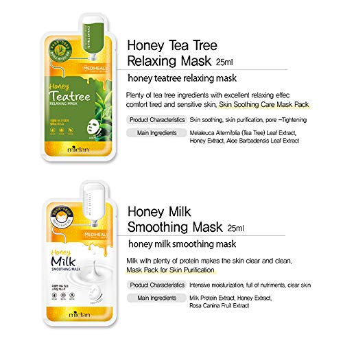 [Miclan] Honey Black Rice Moisturizing Mask 10pcs - (de Mediheal) Mascarilla revitalizante y hidrante con arroz negro y miel