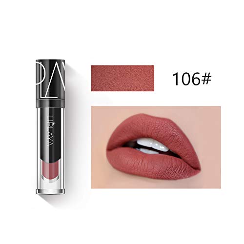 Mimore Moist Lipstick Maquillaje profesional Lápiz labial líquido, impermeable Taza antiadherente Sexy Colors Lápiz labial Hidratante Suavizante,Duradero 24 horas Hidratante Impermeable (106)