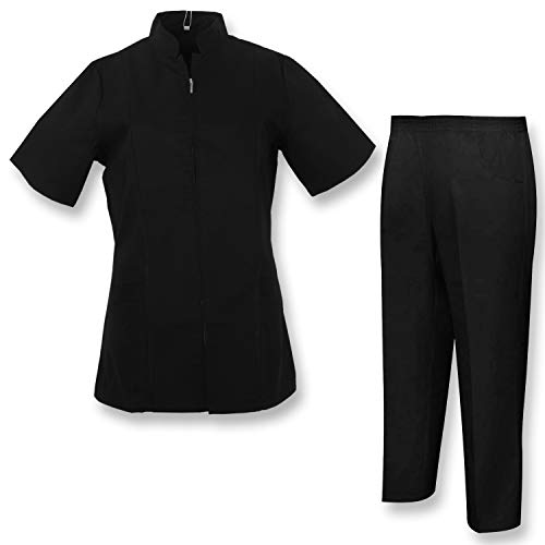 MISEMIYA - Casaca Y PANTALÓN Mujer Uniforme Laboral CLINICA Hospital Limpieza Veterinaria SANIDAD HOSTERERÍA- Ref.8298 - XL, Negro