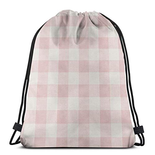 Mochila con cordón LEPO'S para gimnasio, bolsa de deporte, papel pintado a cuadros rosa Ieqz, resistente al agua, ligera, mochila de gimnasio para natación, yoga, unisex