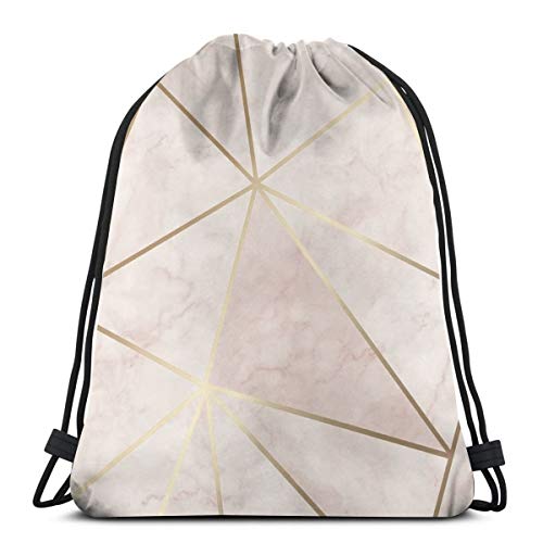 Mochila con cordón LEPO'S para gimnasio, bolsa de deporte, papel pintado metálico brillante, suave, rosa, dorado, con imagen P, bolsa de cordón, resistente al agua, ligera, para natación, yoga, unisex