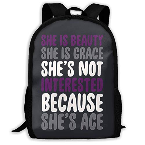 Mochila de viaje ligera con texto en inglés"She Is Beauty She Is Grace She Not Interested Because She She Is Ace Print", 17 pulgadas