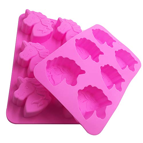 Molde de silicona con 6 cavidades de unicornio para jabón, bombas de baño, pastelería, repostería, panadería, caramelos, gelatina, resina, lápices de colorear, jabones, hielo