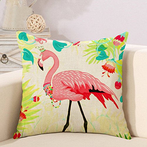 Monbedos Cojín Sleek sofá fundas de almohada Auto Fundas de almohada wohnkultur 45 cm × 45 cm Tropical Flamingo