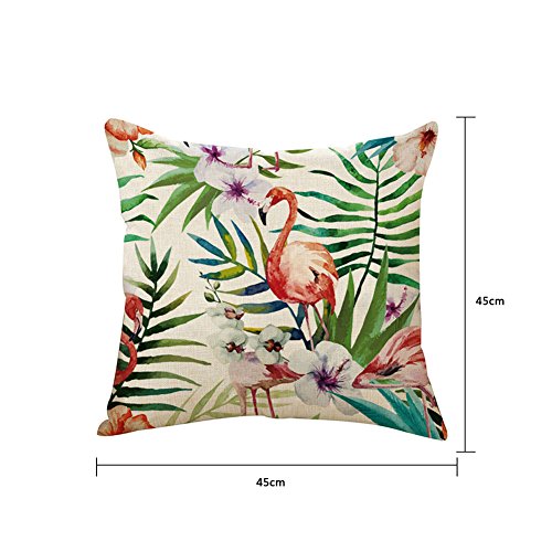 Monbedos Cojín Sleek sofá fundas de almohada Auto Fundas de almohada wohnkultur 45 cm × 45 cm Tropical Flamingo