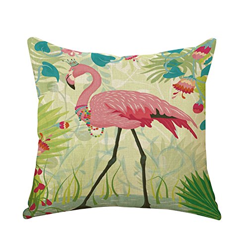 Monbedos Cojín Sleek sofá fundas de almohada Auto Fundas de almohada wohnkultur 45 cm × 45 cm Tropical Flamingo