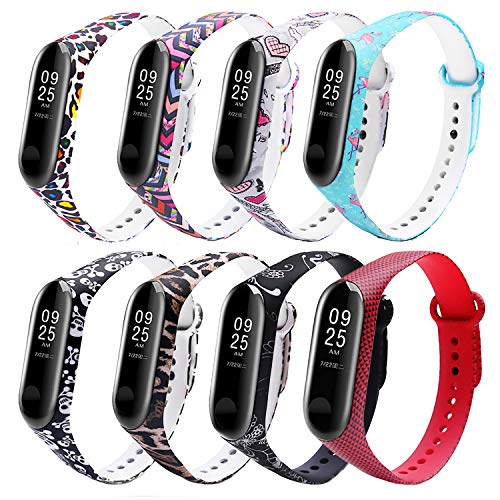 Monuary 8 Piezas Correa para Xiaomi Mi Band 3/4 Pulsera Banda - Silicona Reloj de Recambio Brazalete Coloridos Correas para Xiaomi Mi Band 3/4 [Compatible con Mi Smart Band 4 Ahora]