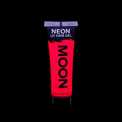 Moon Glow - Gel para el Cabello Neón UV - Intenso Rojo 20 ml - ¡Péinate de punta y brilla!