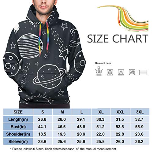 Moshow Sudadera con Capucha para Hombre Space Rocket Sweatshirt S