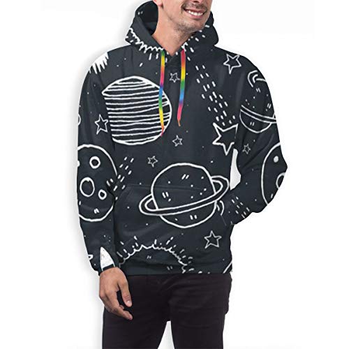 Moshow Sudadera con Capucha para Hombre Space Rocket Sweatshirt S