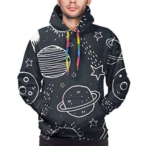 Moshow Sudadera con Capucha para Hombre Space Rocket Sweatshirt S