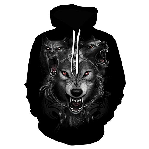 Mr.BaoLong&Miss.GO Otoño E Invierno Sudadera con Capucha De Manga Larga para Hombres Serie Animal Lobo Impresión Digital 3D Sudadera con Capucha Europea Y Americana Suéter De Talla Grande