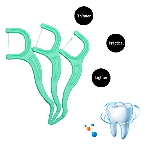 mreechan Hilo Dental, Palillos de Hilo Dental para Interdental Oral Limpieza, Palillos de hilo dental Plástico,Floss sticks 300 Piezas-50 / paquete