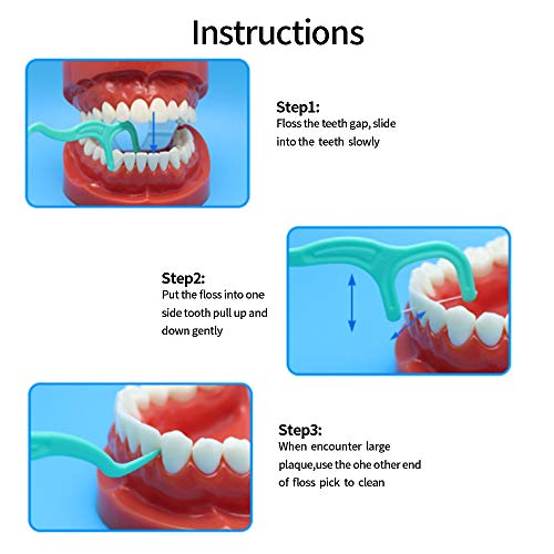 mreechan Hilo Dental, Palillos de Hilo Dental para Interdental Oral Limpieza, Palillos de hilo dental Plástico,Floss sticks 300 Piezas-50 / paquete