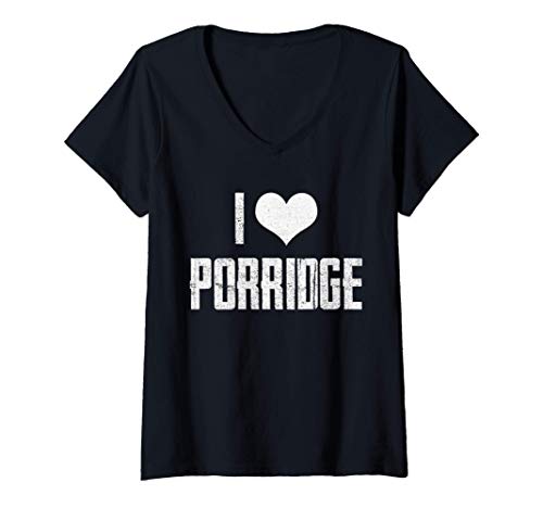 Mujer I Love Porridge Oatmeal copos de avena Camiseta Cuello V