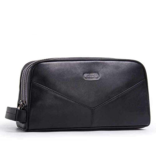 Multifuncional Neceser Cuero Ocasionales de Embrague de Cuero Carpeta de la Manera Bolso de la Tarjeta Equipaje de Mano Bolsa de Bolsa de Las misceláneas-Black_26 * 12 * 13.5cm SHIYUE