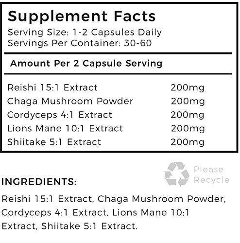 Mushroom Complex de LLS | Contiene hongos reishi, chaga, cordyceps, melena de leones y shiitake | 60 cápsulas | Vegano | Love Life Supplements