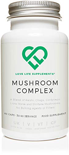 Mushroom Complex de LLS | Contiene hongos reishi, chaga, cordyceps, melena de leones y shiitake | 60 cápsulas | Vegano | Love Life Supplements