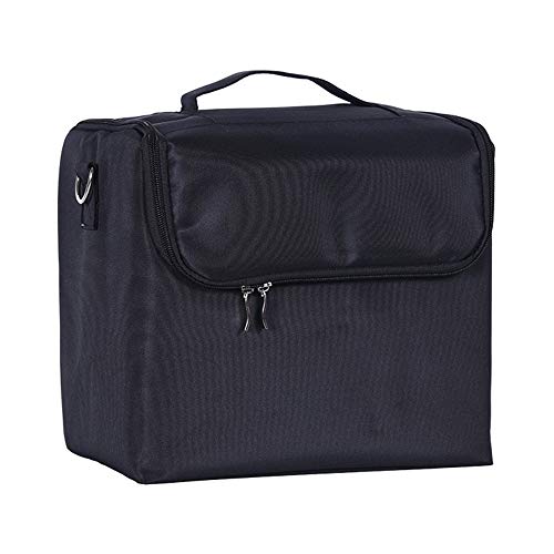 MZFJXZH Caja De Almacenamiento De Peluquería De Tela Oxford, Caja De Herramientas De Peluquería, Caja De Almacenamiento De Salón De Belleza Portátil para Tatuaje De Uñas De Maquillaje,Negro