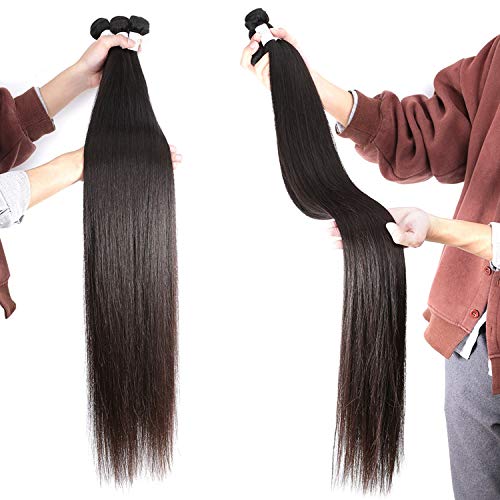 N12H Hair Straight Brazilian Virgin Longer Length 26 30 32 40 inches Human Hair Weave Bundles Natural Color For Black Women,26 26 28 28