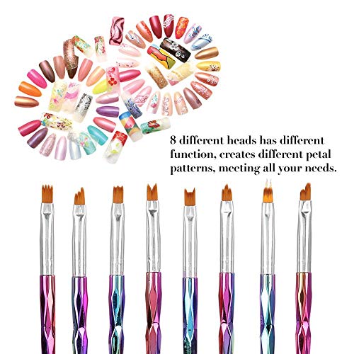 Nail Art French Pen, Manicure Brush, 8pcs Nail Art Brushes Manicure Pen Petal Painting Herramienta de decoración de uñas, adecuado para salón profesional y uso de bricolaj