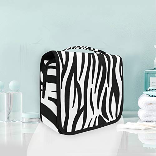 Neceser Colgador con diseño de Cebra Abstracto con Textura de Animales, para Mujeres y niñas, multifunción, Bolsa de Maquillaje, Bolsa de Almacenamiento