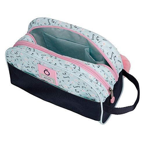 Neceser Enso Girl Power Doble Compartimento, 26x16x11 cm, Azul