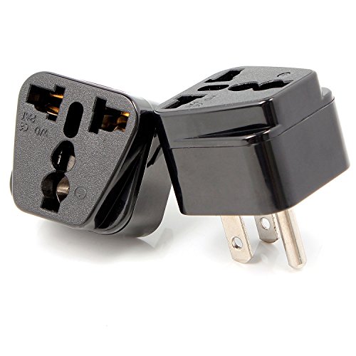 Neuftech® 2 X Adaptador de Enchufe Corriente Universal Viaje para Europa/España/UK/Canadá/México/Tailandia etc - Negro