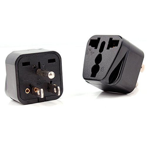 Neuftech® 2 X Adaptador de Enchufe Corriente Universal Viaje para Europa/España/UK/Canadá/México/Tailandia etc - Negro