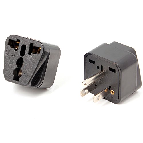 Neuftech® 2 X Adaptador de Enchufe Corriente Universal Viaje para Europa/España/UK/Canadá/México/Tailandia etc - Negro