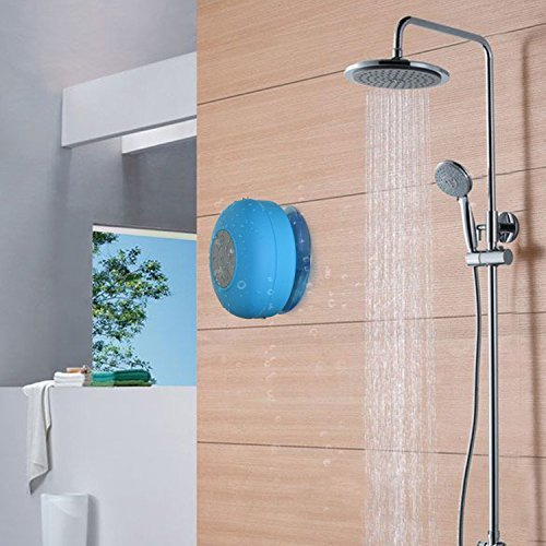 Neuftech Micro USB Altavoz Bluetooth 3.0 Impermeable Sonido estéreo con Ventosa para Ducha Piscina etc,Azul