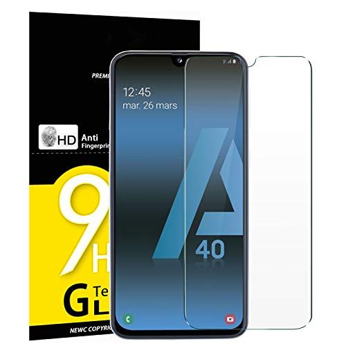 NEW'C 3 Unidades, Protector de Pantalla para Samsung Galaxy A40, Antiarañazos, Antihuellas, Sin Burbujas, Dureza 9H, 0.33 mm Ultra Transparente, Vidrio Templado Ultra Resistente