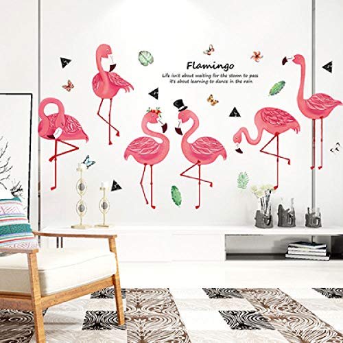 Nordic Style Sleek Minimalist Bedroom Bedside Stickers Hand-Painted Flamingo Wall Stickers Pvc Little Fairy Room 140X76Cm