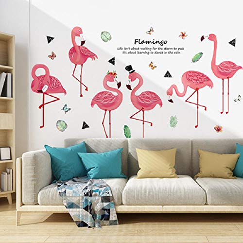 Nordic Style Sleek Minimalist Bedroom Bedside Stickers Hand-Painted Flamingo Wall Stickers Pvc Little Fairy Room 140X76Cm